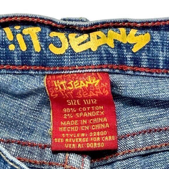 !It Jeans Distressed Paint Splatter Jeans Womens Size 11/12 Blue Denim Pants Y2K - Picture 13 of 13